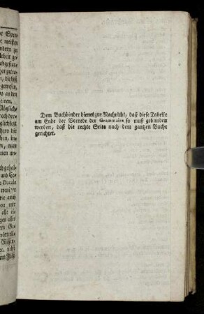 Dem Buchbinder dienet zur Nachricht,[...] - Kurzer Begriff der Französischen Aussprache.