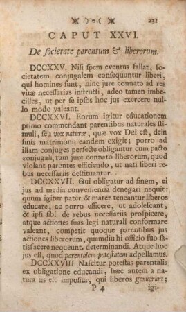 Caput XXVI. De societate parentum & liberorum.