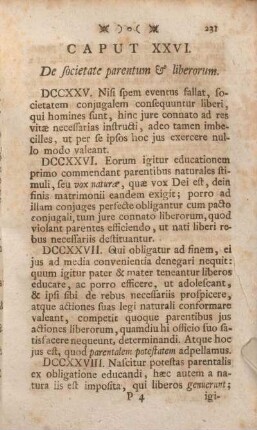 Caput XXVI. De societate parentum & liberorum.
