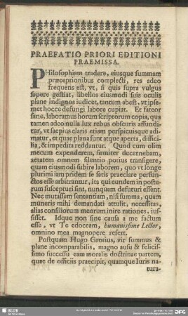 Praefatio Priori Editioni Praemissa