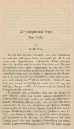 569-592 Zur synoptischen Frage : Eine Replik