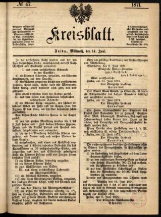 Ausgabe vom Mittwoch, den 14. Juni 1871.