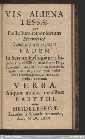 Vis Aliena Tessae