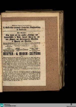 Karlsruher Tagblatt, Berliner Muster- und Moden-Zeitung