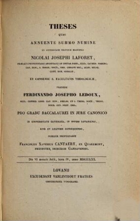 Theses. 1869/70, Fac. Theol.