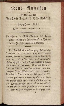 Sechszehntes Stück. Den 19ten April 1815.