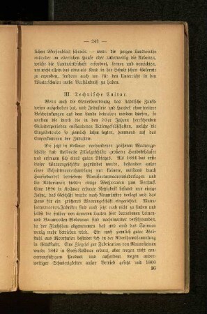 III. Technische Cultur.