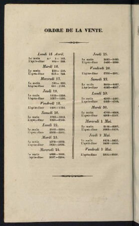 6, Ordre de la Vente