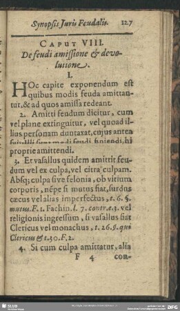 Caput VIII. De feudi amissione & devolutione