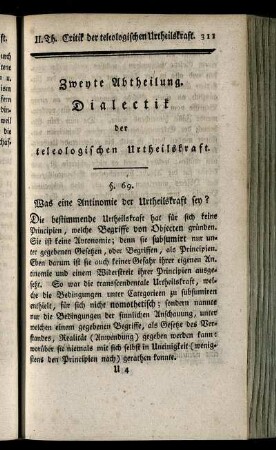 Erste Abtheilung. Dialektik der teleologischen Urtheilskraft.