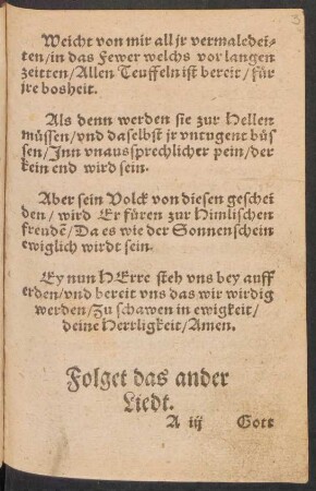 Folget das ander || Liedt. ||