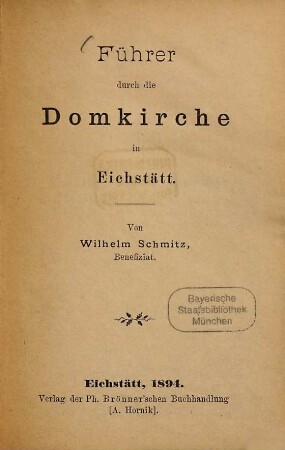 Führer durch die Domkirche in Eichstätt