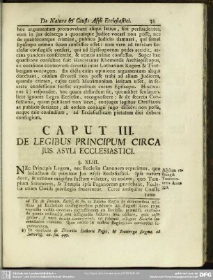 Caput III. De Legibus Principum Circa Ius Asyli Ecclesiastici