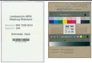 Entnazifizierung Hans Schroeder , geb. 23.05.1914 (Bahnsekretaer)