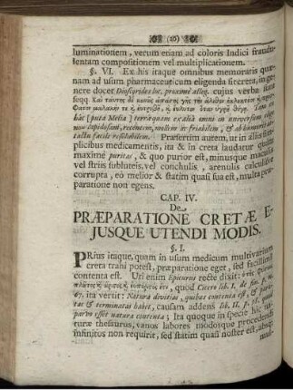 Cap. IV. De Praeparatione Cretae Ejusque Utendi Modis.