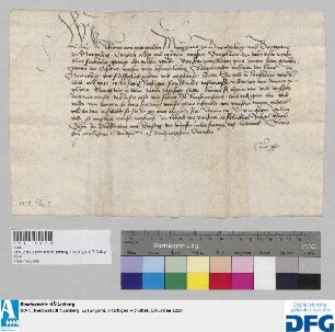 Markgraf Johann von Brandenburg gebietet seinen Amtleuten, der Nürnberger Kaufmannschaft zur Frankfurter Fastenmesse sicheres Geleit zu geben.