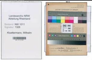 Entnazifizierung Wilhelm Kluettermann , geb. 02.04.1895 (Schneider)