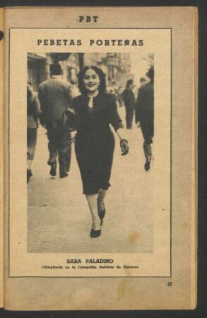 Sara Paladino (empleada en la Compañía Nobleza de Tabaco) - [Fotografía] : Pebetas porteñas