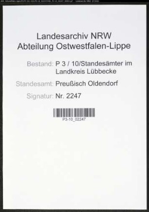 Heiratsregister Standesamt Preußisch Oldendorf