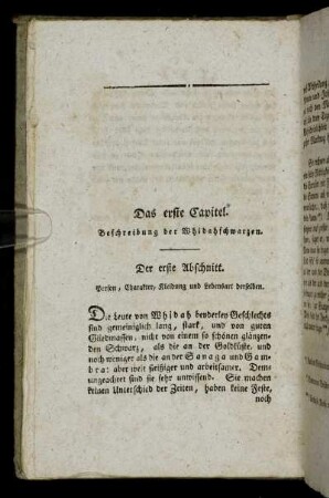 Der erste Abschnitt. Person, Charakter, Kleidung und Lebensart derselben.