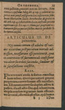 Articulus III. De poenitentia.