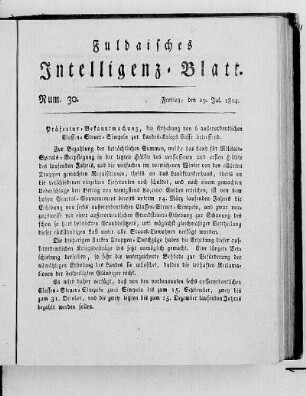 Num. 30, Ausgabe vom 29. Jul. 1814