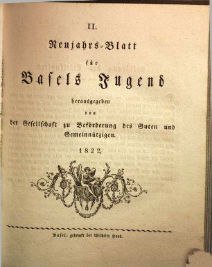 Neujahrsblatt für Basels Jugend. 2. 1822