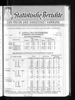 Der Fremdenverkehr in Hamburg im Dezember 1962 : Lfd. Nr. 11