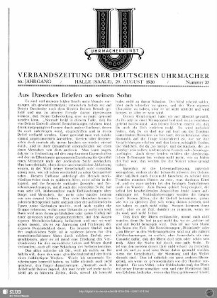 Aus Daseckes Briefen an seinen Sohn