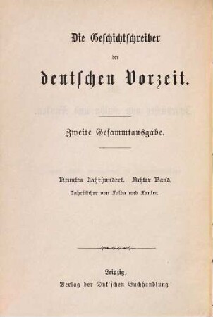 Die Jahrbücher von Fulda und Xanten
