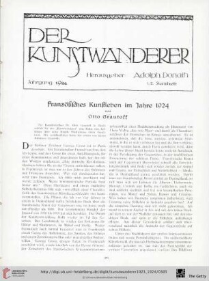 5/6: Französisches Kunstleben im Jahre 1924