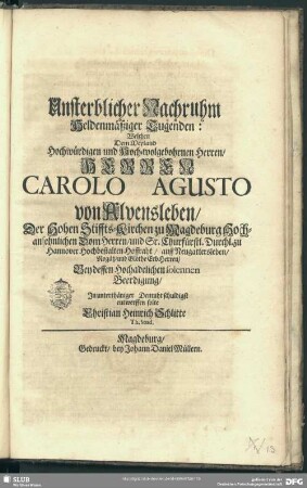 Unsterblicher Nachruhm Heldenmäßiger Tugenden