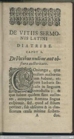 Caput I. De Vocibus nullius aut obscurae auctoritatis