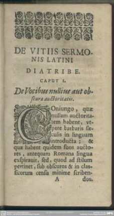 Caput I. De Vocibus nullius aut obscurae auctoritatis