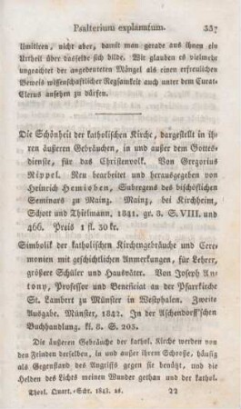 337-341 [Rezension] Rippel, Gregorius, Die Schönheit der katholischen Kirche
