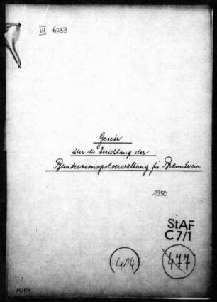 Entwurf eines Gesetzes über die Errichtung der Bundesmonopolverwaltung für Branntwein
