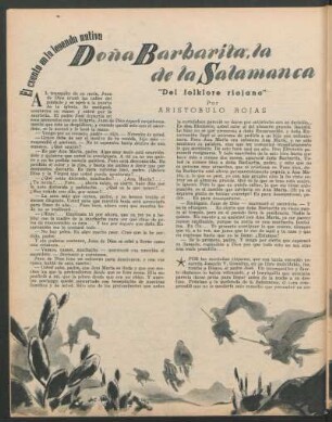 El cuento en la leyenda nativa - Doña Barbarita, la de la Salamanca : "Del folklore riojano"