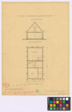 Ebersbach-Georgswalde ([Landkreis Preußisch Holland]): [unbekannter Hof]. Haupthaus (Querschnitt, Grundriss)