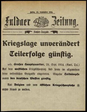 Ausgabe vom Freitag, den 25. September 1914.