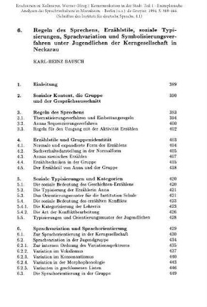 Regeln des Sprechens, Erzählstile, soziale Typisierungen, Sprachvariation und Symbolisierungsverfahren unter Jugendlichen der Kerngesellschaft in Neckarau