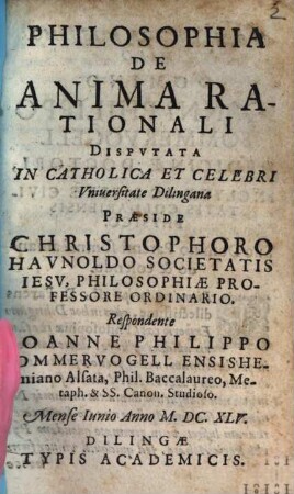 Philosophia De Anima Rationali
