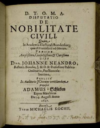 Disputatio De Nobilitate Civili