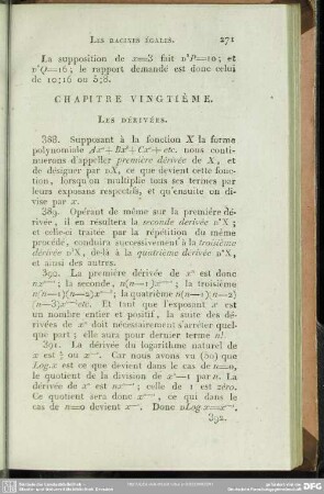 Chapitre vingtième. Les Dérivées