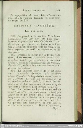 Chapitre vingtième. Les Dérivées
