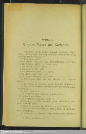 Anhang V. Einzelne Fragen zum Nachdenken