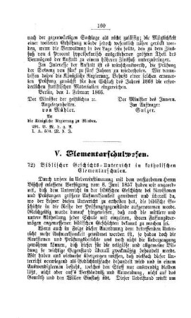 Biblischer Geschichts-Unterricht in katholischen Elementarschulen : [V. Elementarschulen]