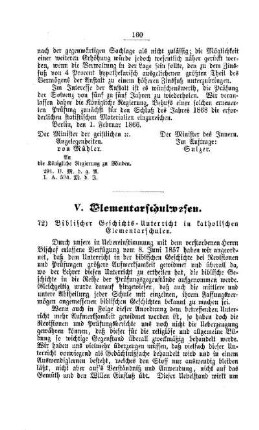 Biblischer Geschichts-Unterricht in katholischen Elementarschulen : [V. Elementarschulen]