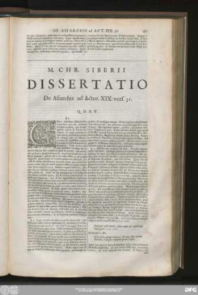 M. Chr. Siberii Dissertatio De Asiarchis ad Actor. XIX:vers. 31.