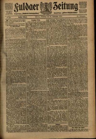 Erste Ausgabe vom Dienstag, den 15. November 1910.