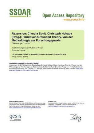 Rezension: Claudia Equit, Christoph Hohage (Hrsg.): Handbuch Grounded Theory. Von der Methodologie zur Forschungspraxis